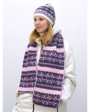 Комплект зимний женский шапка+шарф Марселан (Цвет темно-фиолетовый)