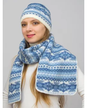 Комплект зимний женский шапка+шарф Адилин (Цвет светло-синий)