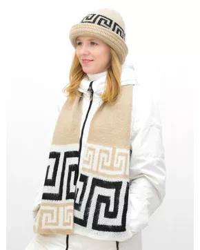 Комплект зимний женский шляпа+шарф Афина (Цвет светло-бежевый)