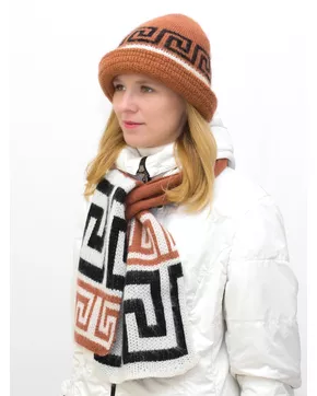 Комплект зимний женский шляпа+шарф Афина (Цвет терракот)