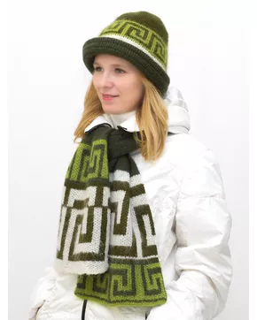 Комплект зимний женский шляпа+шарф Афина (Цвет зеленый)