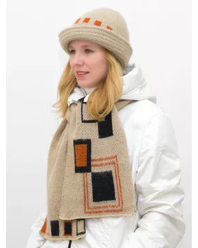 Комплект зимний женский шляпа+шарф Ариель (Цвет светло-бежевый)