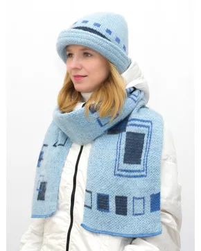 Комплект зимний женский шляпа+шарф Ариель (Цвет синий)