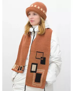 Комплект зимний женский шляпа+шарф Ариель (Цвет терракот)