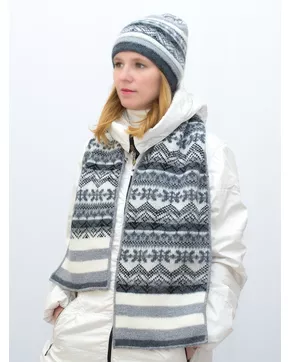 Комплект зимний женский шапка+шарф Альбина (Цвет светло-серый)