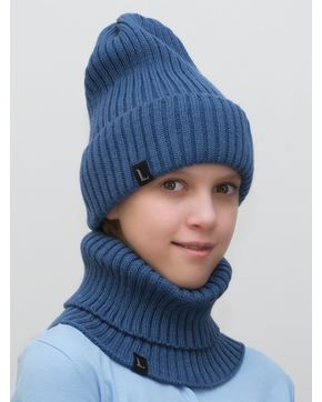 Комплект весна-осень для девочки шапка+снуд Ники (Цвет светло-синий)
