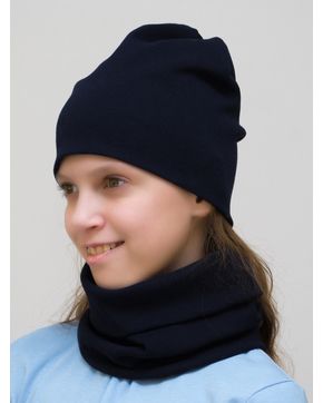 Комплект для девочки шапка+снуд (Цвет темно-синий)