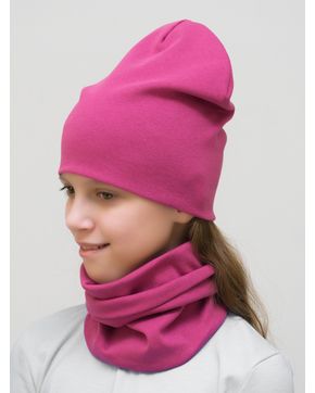 Комплект для девочки шапка+снуд (Цвет брусничный)