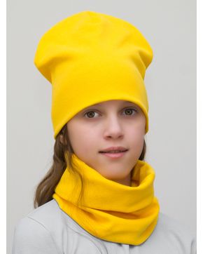Комплект для девочки шапка+снуд (Цвет желтый)