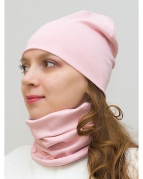 Комплект женский шапка+снуд (Цвет пудровый)