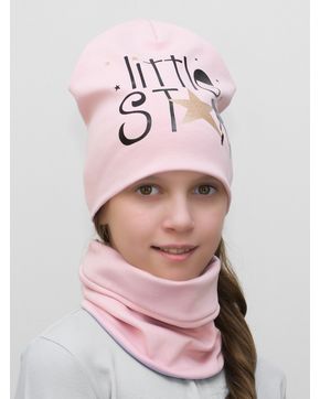 Комплект для девочки шапка+снуд Litle Star (Цвет пудровый)