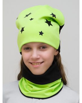 Комплект для девочки шапка+снуд Double Stars (Цвет салатовый)