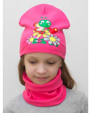 Комплект для девочки шапка+снуд Бабочка на ромашках