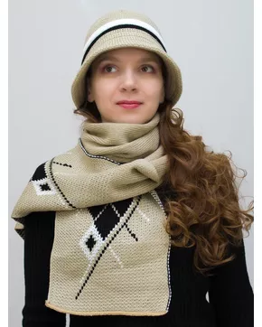 Комплект шляпа+шарф женский весна-осень Bloom (Цвет светло-бежевый)