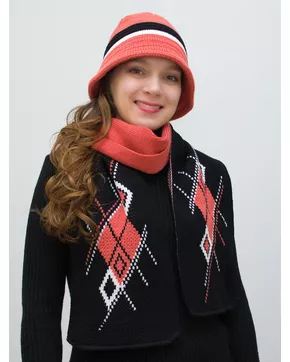 Комплект шляпа+шарф женский весна-осень Bloom (Цвет темно-розовый)