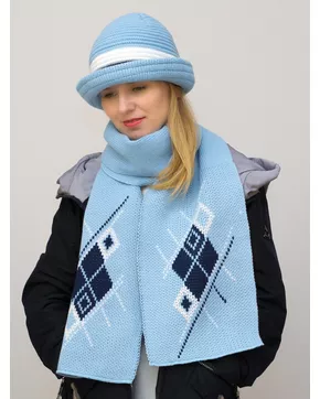 Комплект шляпа+шарф женский весна-осень Bloom (Цвет голубой)