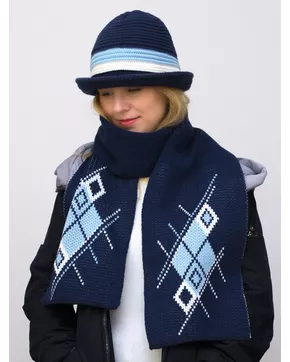 Комплект шляпа+шарф женский весна-осень Bloom (Цвет синий)