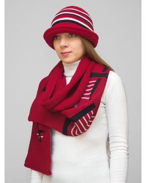 Комплект шляпа+шарф женский весна-осень Stripes (Цвет красный)