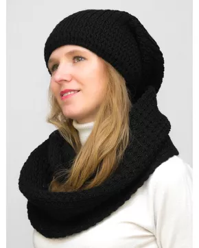 Комплект зимний женский шапка+снуд Матильда (Цвет черный)