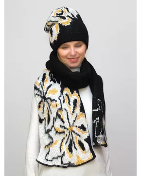 Комплект зимний женский шапка+шарф Камилла (Цвет светло-бежевый)
