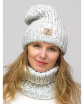 Комплект зимний женский шапка+снуд Янина (Цвет светло-серый)