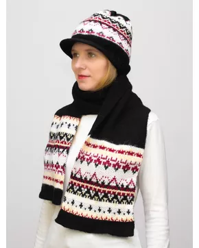 Комплект зимний женский шапка+шарф Милана (Цвет черный)