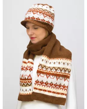 Комплект зимний женский шапка+шарф Милана (Цвет светло-коричневый)