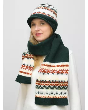 Комплект зимний женский шапка+шарф Милана (Цвет зеленый)