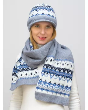 Комплект зимний женский шапка+шарф Милана (Цвет стальной)