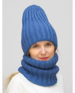 Комплект зимний женский шапка+снуд Жасмин (Цвет светло-синий)
