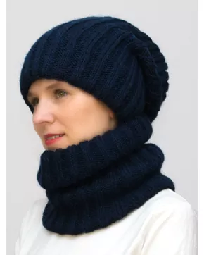 Комплект зимний женский шапка+снуд Жасмин (Цвет синий)