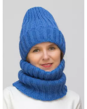 Комплект зимний женский шапка+снуд Жизель (Цвет светло-синий)