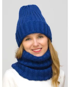 Комплект зимний женский шапка+снуд Жизель (Цвет васильковый)
