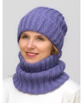Комплект зимний женский шапка+снуд Жизель (Цвет фиолетовый)