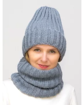 Комплект зимний женский шапка+снуд Жизель (Цвет стальной)