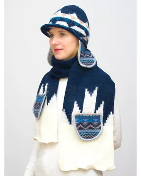 Комплект зимний женский шапка+снуд Алсу (Цвет синий)