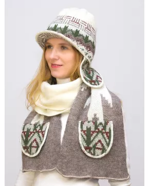 Комплект зимний женский шапка+снуд Алсу (Цвет орех)