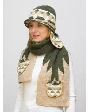 Комплект зимний женский шапка+снуд Алсу (Цвет зеленый)