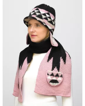 Комплект зимний женский шапка+снуд Алсу (Цвет пудровый)