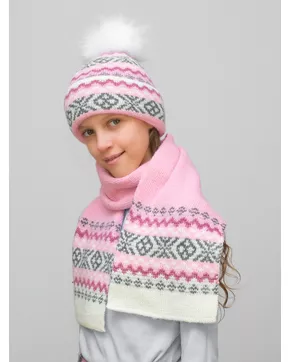 Комплект зимний для девочки шапка+шарф Ульяна (Цвет розовый)
