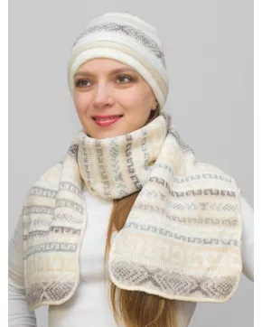 Комплект зимний женский шапка+шарф Альбина (Цвет светло-бежевый)