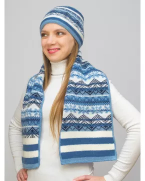 Комплект зимний женский шапка+шарф Альбина (Цвет светло-синий)