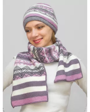 Комплект зимний женский шапка+шарф Альбина (Цвет сиреневый)