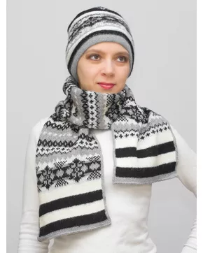 Комплект зимний женский шапка+шарф Альбина (Цвет серый)