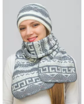 Комплект зимний женский шапка+шарф Альбина (Цвет серый пух)
