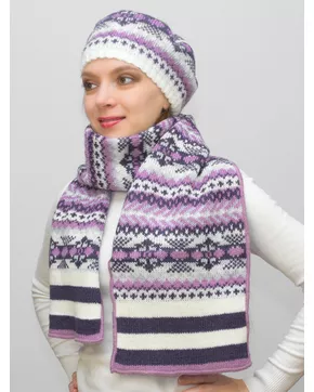 Комплект зимний женский берет+шарф Мариз (Цвет белый)