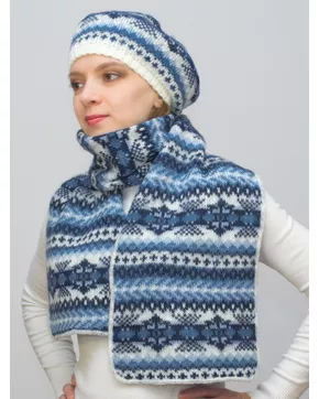 Комплект зимний женский берет+шарф Мариз (Цвет темно-синий)
