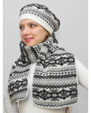 Комплект зимний женский берет+шарф Мариз (Цвет серый)