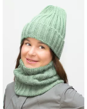 Комплект зимний женский шапка+снуд Жизель (Цвет зеленый)
