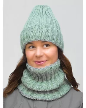 Комплект зимний женский шапка+снуд Жизель (Цвет полынь)
